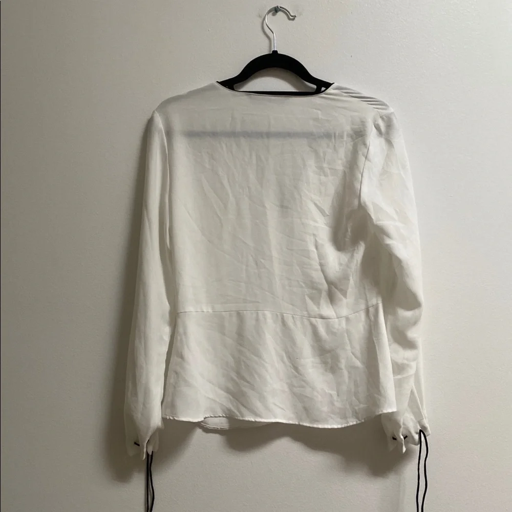 Zara V-Neck Contrast Trim Chiffon Blouse XS - Picture 4 of 5